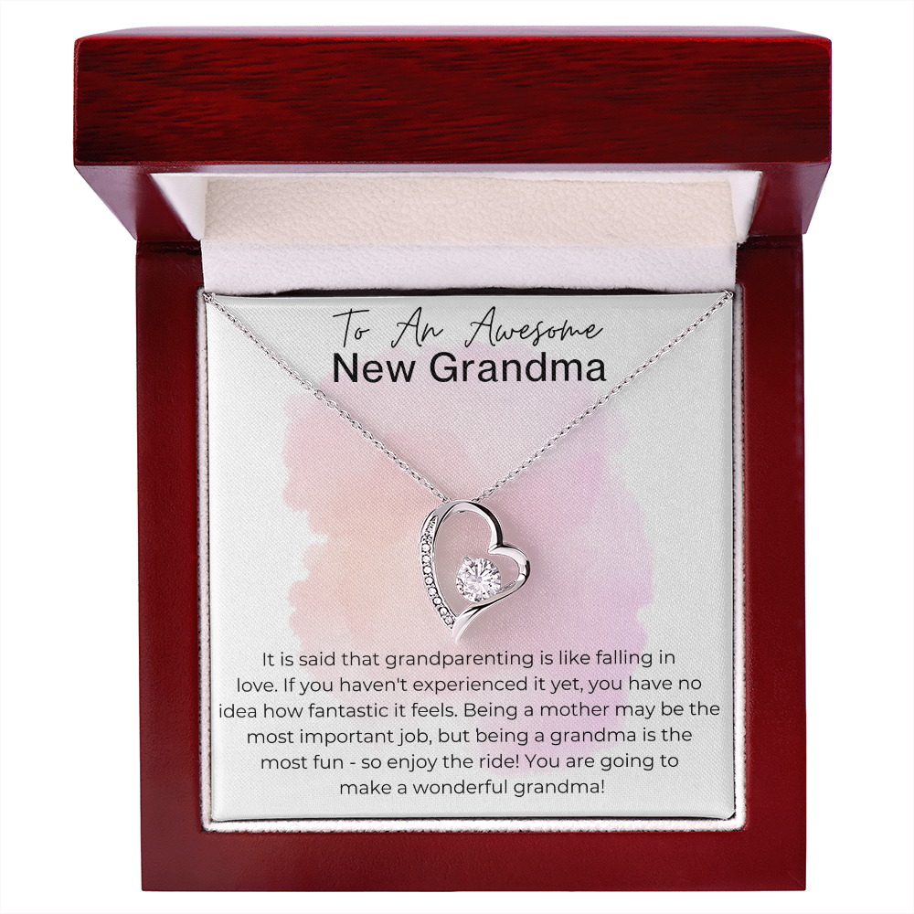 Being a Grandma is the Most Fun - Gift for A New Grandma - Heart Pendant Necklace