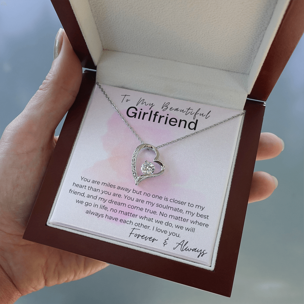 Even Miles Away - Gift for Long Distance Girlfriend - Heart Pendant Necklace