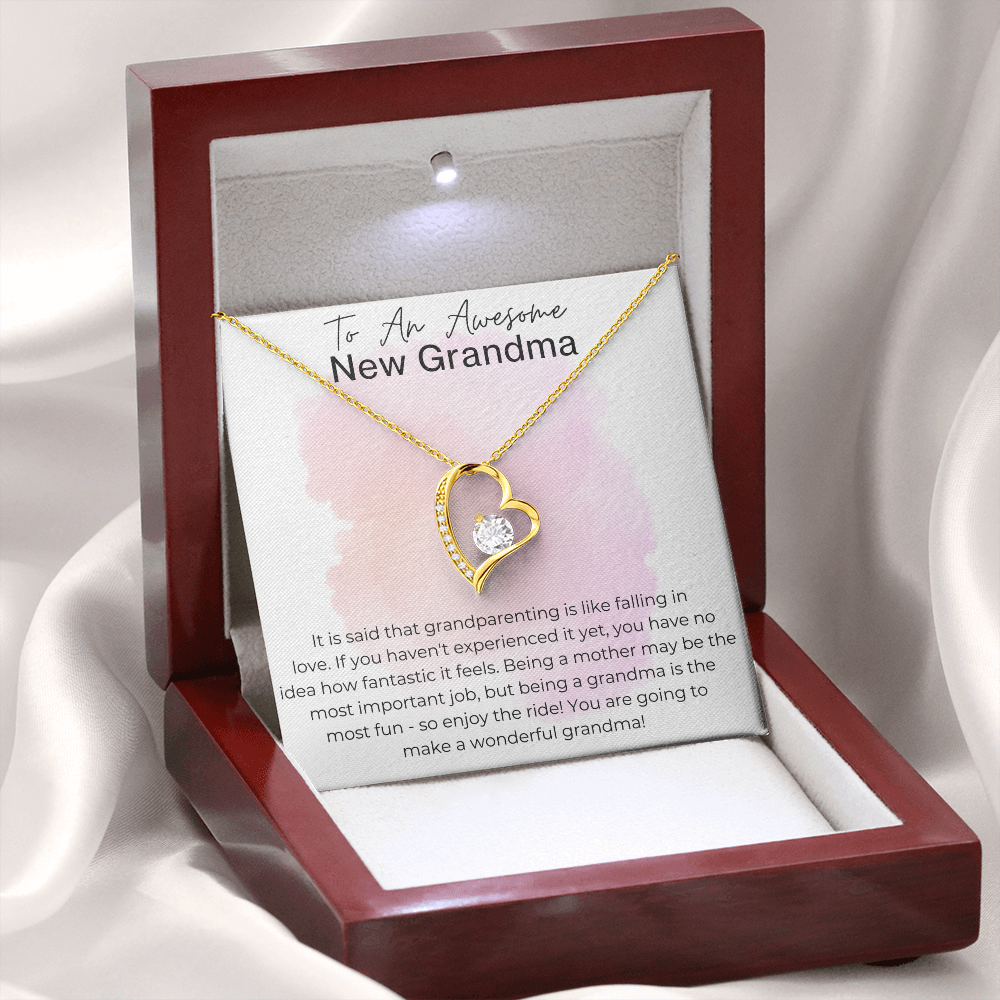 Being a Grandma is the Most Fun - Gift for A New Grandma - Heart Pendant Necklace