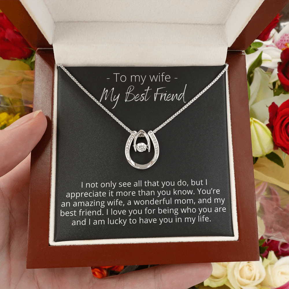 To My Wife, My Best Friend - Lucky In Love - Pendant Necklace - The Perfect Gift