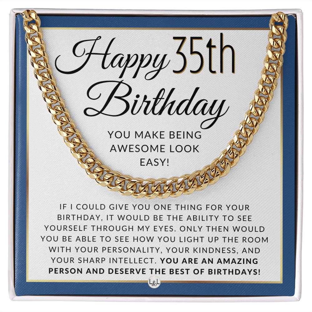 35th Birthday Gift For Him Chain Necklace For 35 Year Old Man's