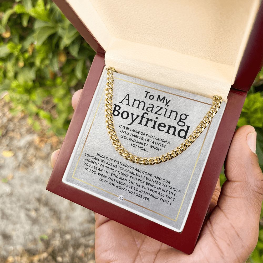 To My Boyfriend - Because Of You - Meaningful Valentine's Gift For Him - Romantic and Thoughtful Christmas, Birthday, or Anniversary Present