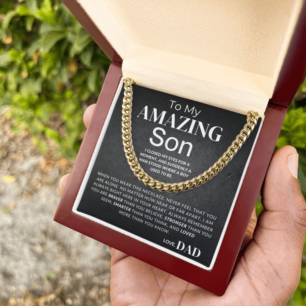 Never Feel Alone -To My Son (From Dad) - Father to Son Chain Necklace - Christmas Gifts, Birthday Present, Graduation Gift