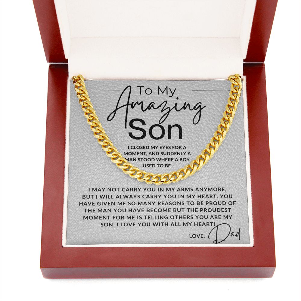 I Closed My Eyes For A Moment - To My Son (From Dad) - Father to Son Chain Necklace Gift - Christmas Gifts, Birthday Present, Graduation, Valentine's Day - Liliana and Liam