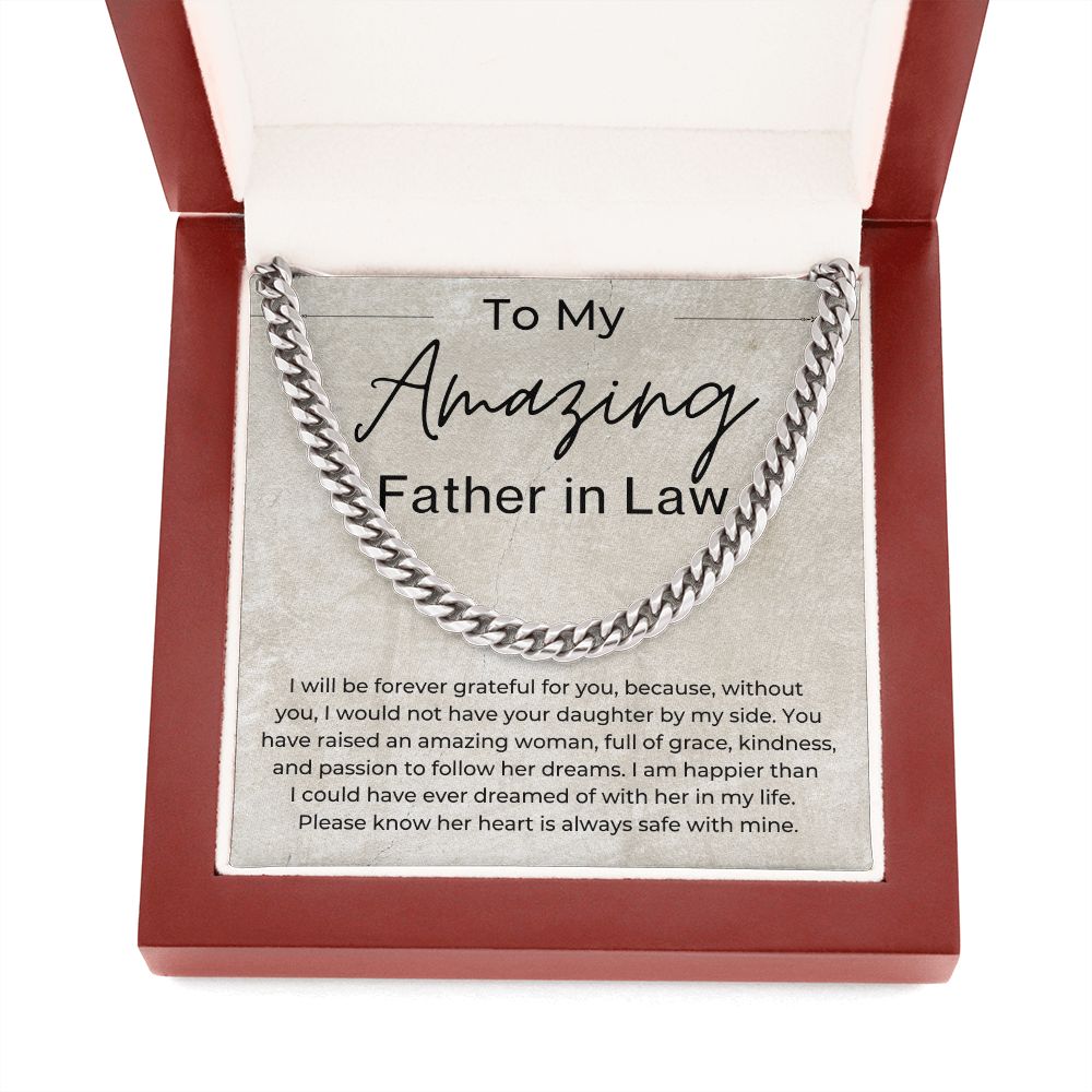 You Have Raised an Amazing Woman - Gift for Father in Law, From Son in Law - Cuban Linked Chain Necklace