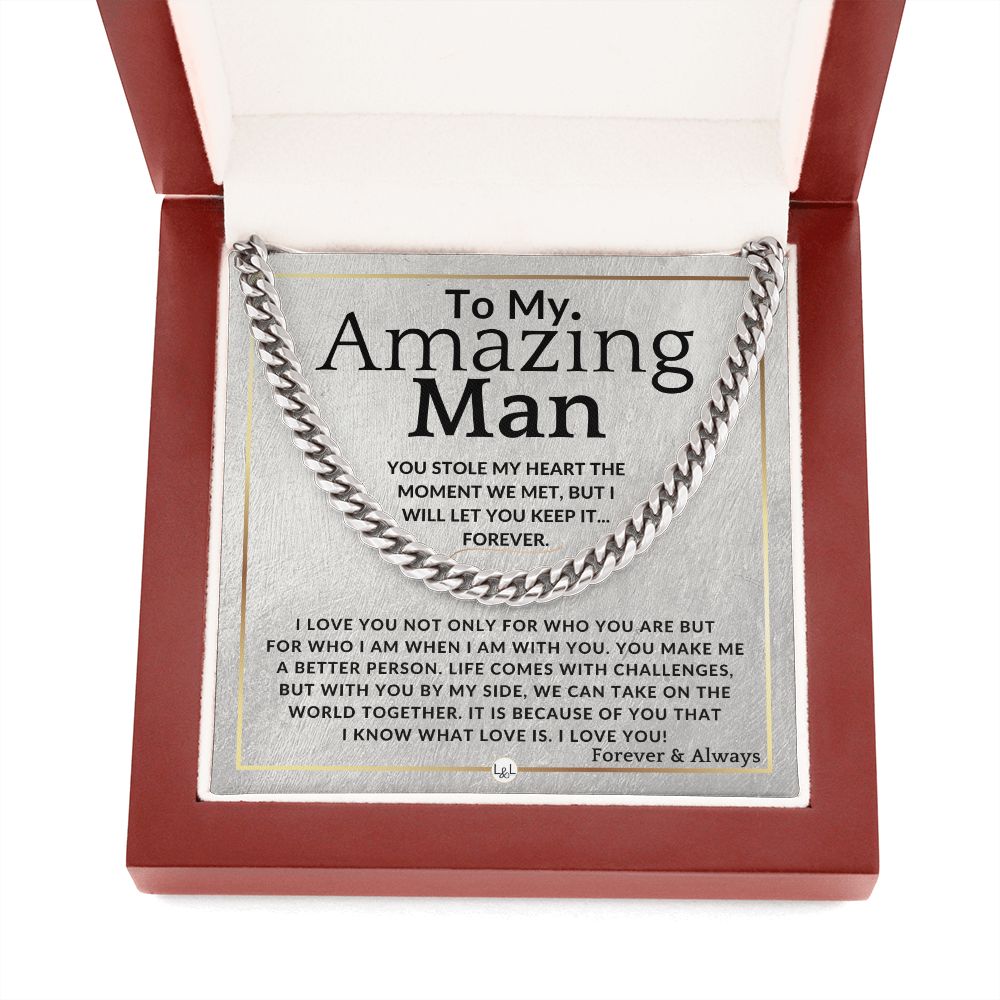 To My Man - You Stole My Heart - Meaningful Gift Ideas For Him - Romantic and Thoughtful Christmas, Valentine's Day Birthday, or Anniversary Present