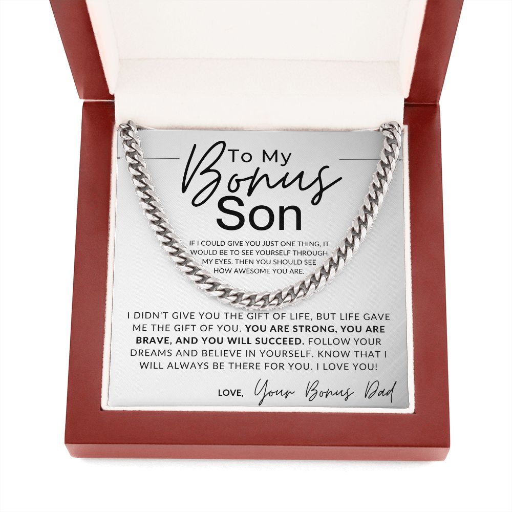 Believe In You - To My Bonus Son (Gift From Bonus Dad) - Christmas Gifts, Birthday Present, Graduation, Valentine's Day