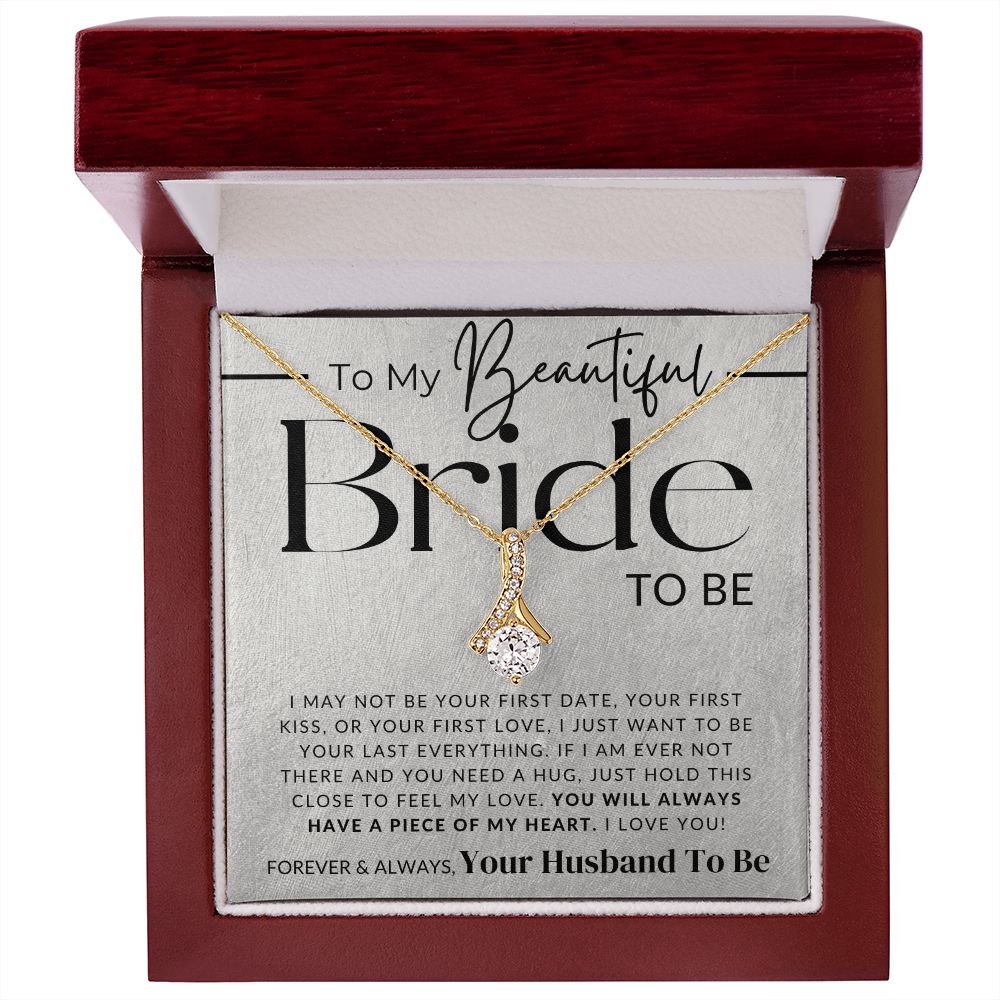 My Bride To Be - Piece of My Heart - Fiancée Gift For Her - Romantic Christmas, Thoughtful Birthday Present, or Valentine's Day Jewelry For Future Wife - From Groom