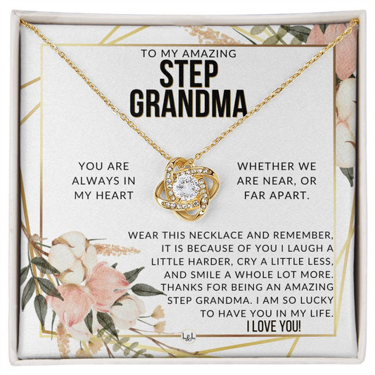 Step Grandma Gift - Beautiful Women's Pendant - From Granddaughter, Grandson, Grandkids - Great For Mother's Day, Christmas, or Birthday