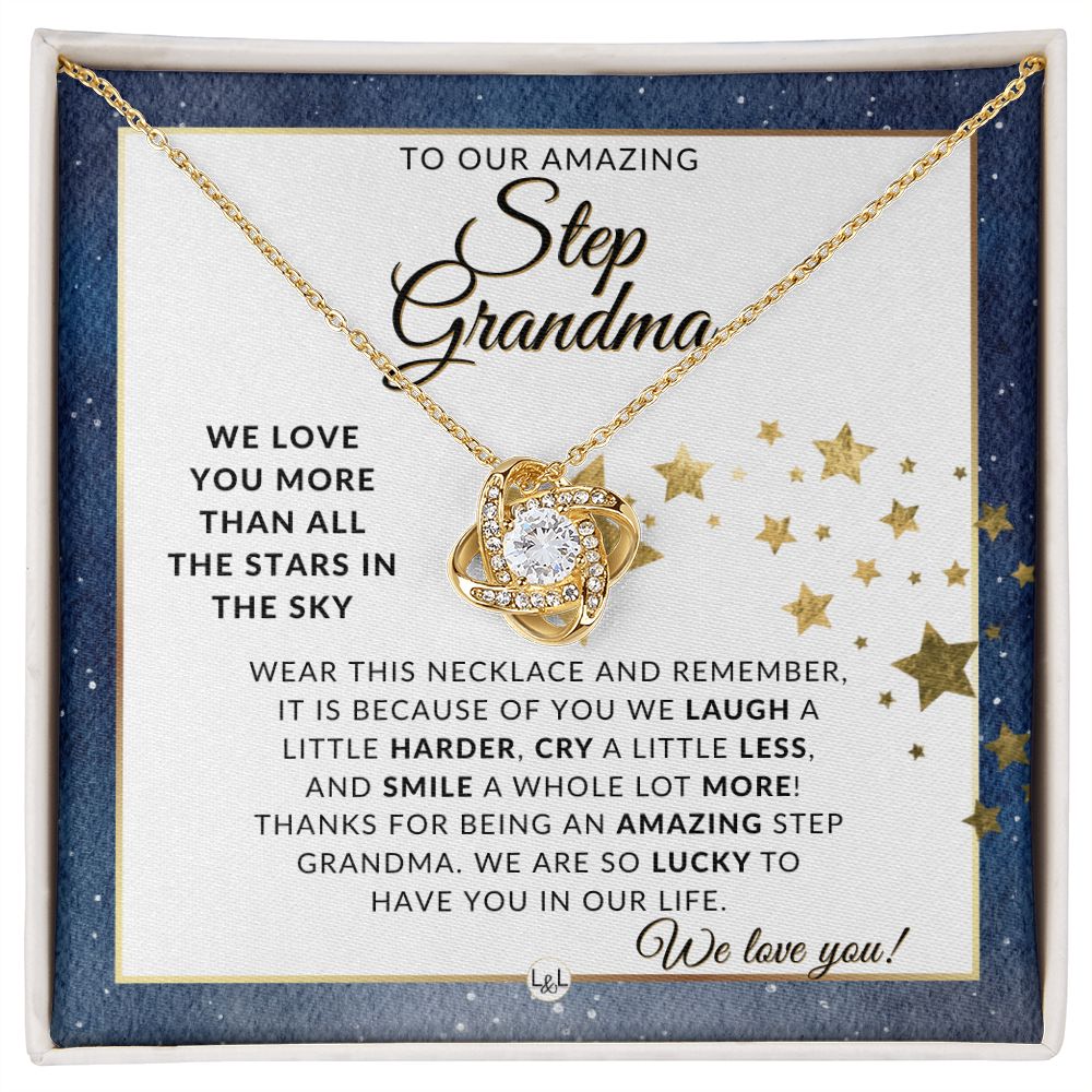 Step Grandma Gift - Beautiful Women's Pendant - from Granddaughter, Grandson, Grandkids - Great for Mother's Day, Christmas, or Birthday 18K Yellow