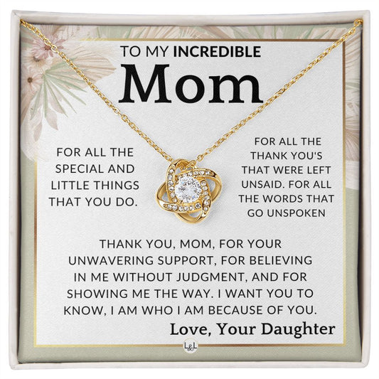 Gift for Mom - The Little Things - To Mother, From Daughter - Beautiful Women's Pendant Necklace - Great For Mother's Day, Christmas, or Her Birthday