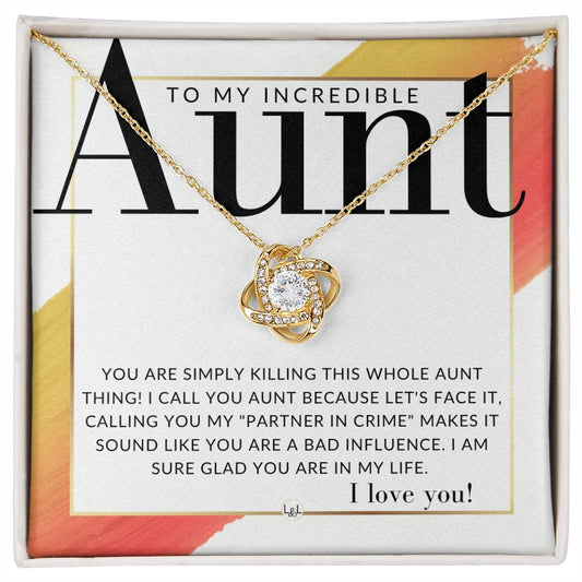 Funny Gift For Your Aunt - Present for Auntie From Niece or Nephew - Pendant Necklace - Great For Christmas, Her Birthday, Or As An Encouragement Gift