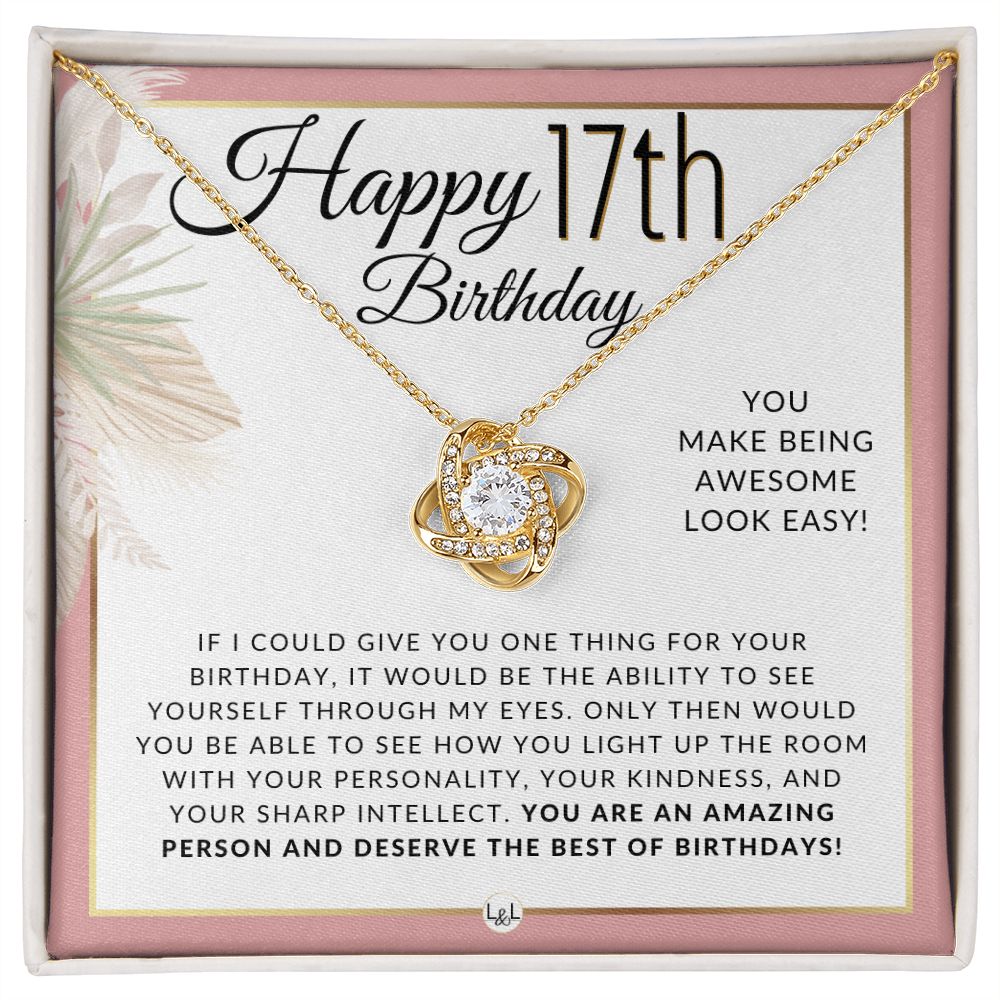 17th Birthday Gift for Her - Necklace for 17 Year Old Birthday - Beautiful Teenage Girl Birthday Pendant 18K Yellow Gold Finish / Standard Box