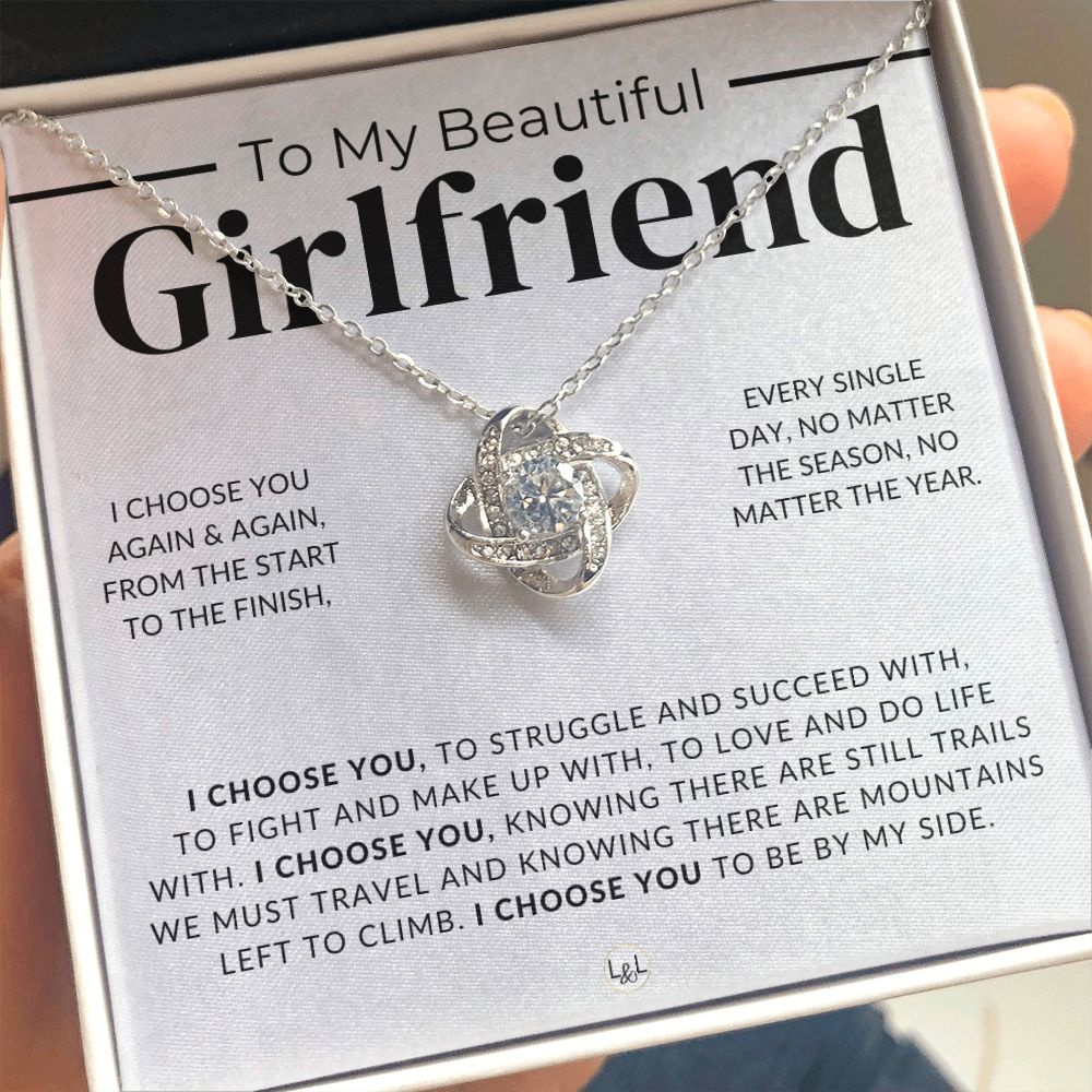 My Beautiful Girlfriend - I Choose You - Thoughtful and Romantic Gift for Her - Soulmate Necklace - Christmas, Valentine's, Birthday or Anniversary Gifts