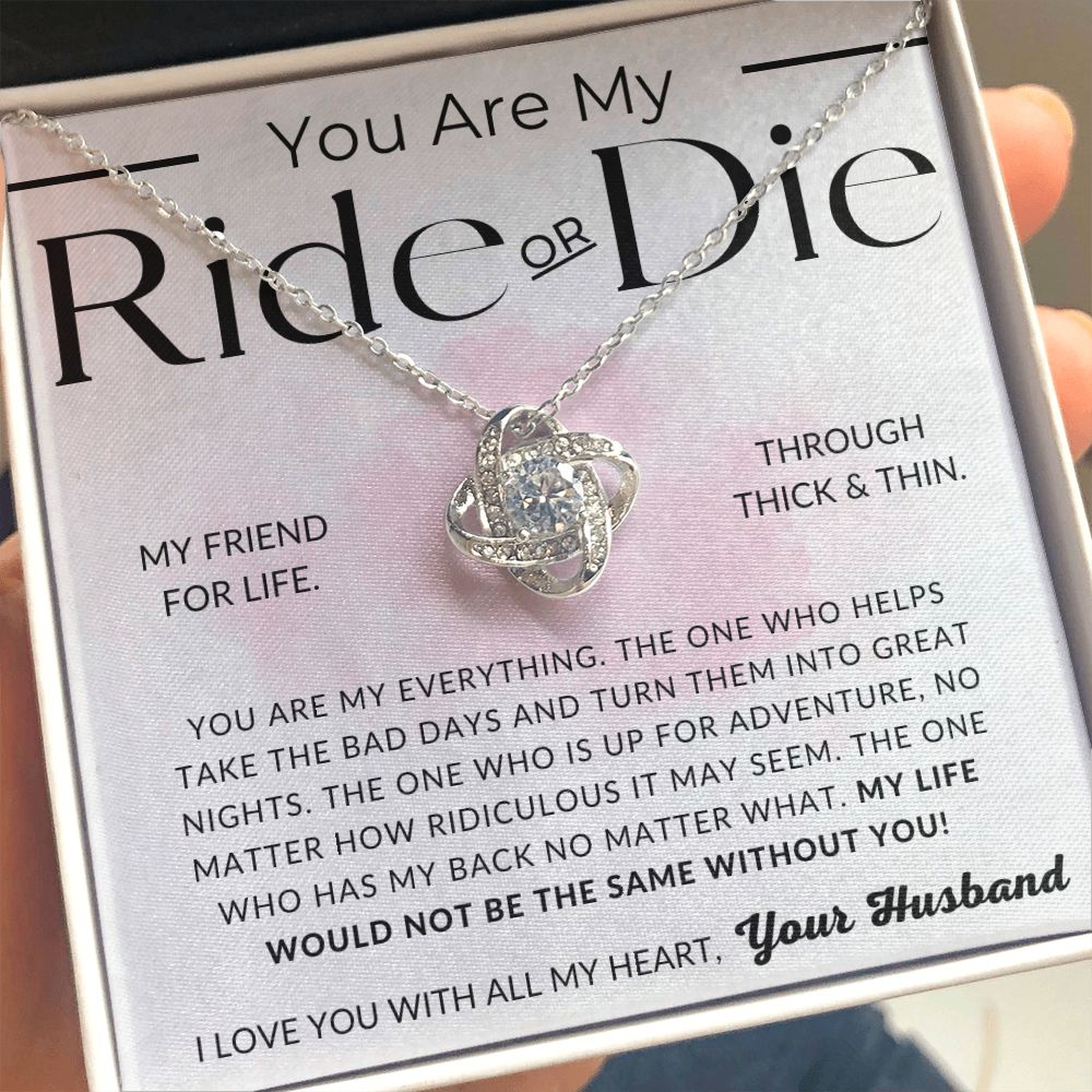 My Ride Or Die - To My Wife Necklace - From Husband - Christmas Gifts, Birthday Present, Wedding Anniversary Gift, Valentine's Day