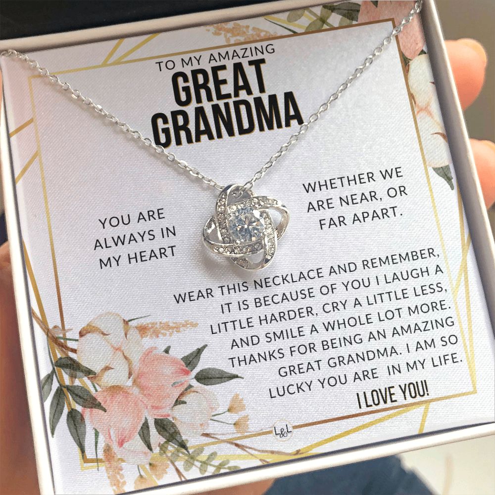 Great Grandma Gift - Beautiful Women's Pendant - From Granddaughter, Grandson, Grandkids - Great For Mother's Day, Christmas, or Birthday