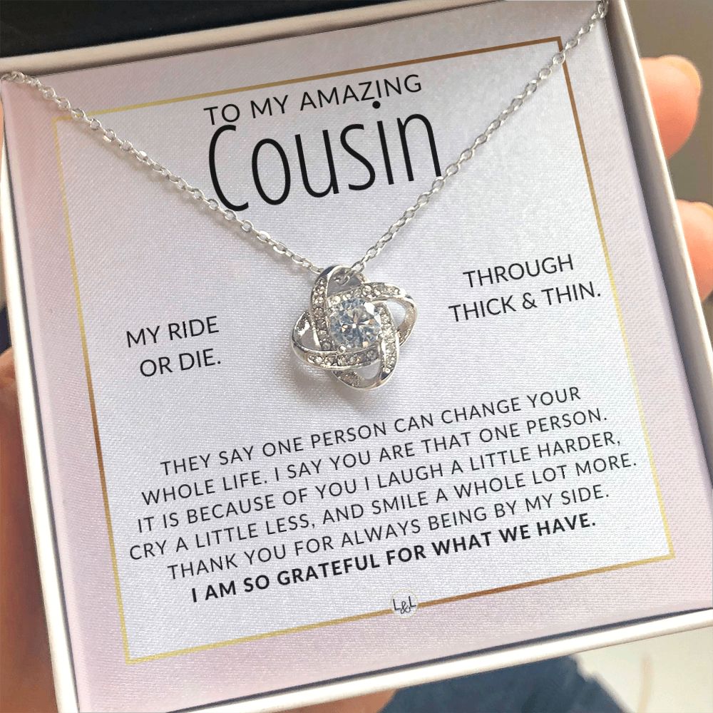 Gift For Female Cousin - Ride Or Die - Pendant Necklace Present For Girl Cousin -  Great For Christmas, Her Birthday, Or As An Encouragement Gift