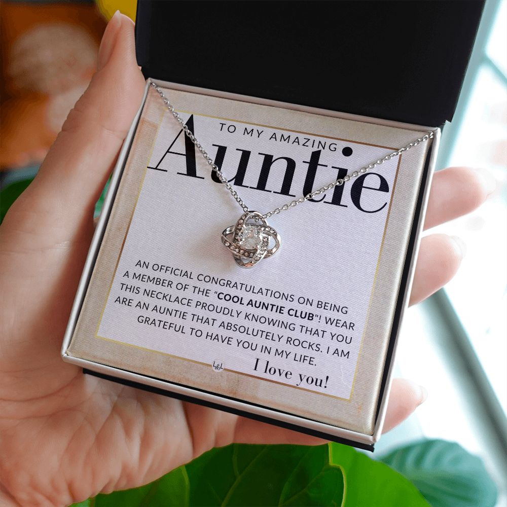 Funny Gift For Auntie - Present for Auntie From Niece or Nephew - Pendant Necklace - Great For Christmas, Her Birthday, Or As An Encouragement Gift