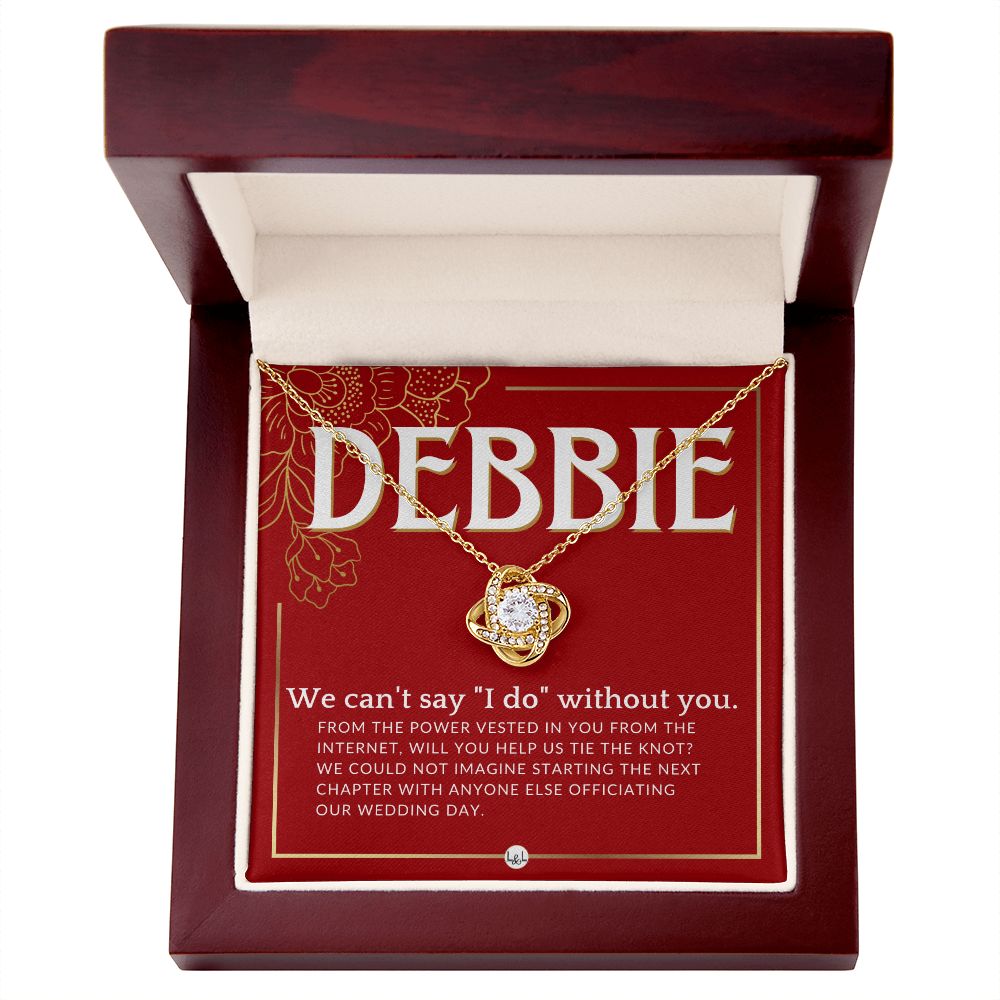 Wedding Officiant Proposal, Custom Name - From The Power Vested In You From The Internet Necklace - Red and Gold Wedding Theme