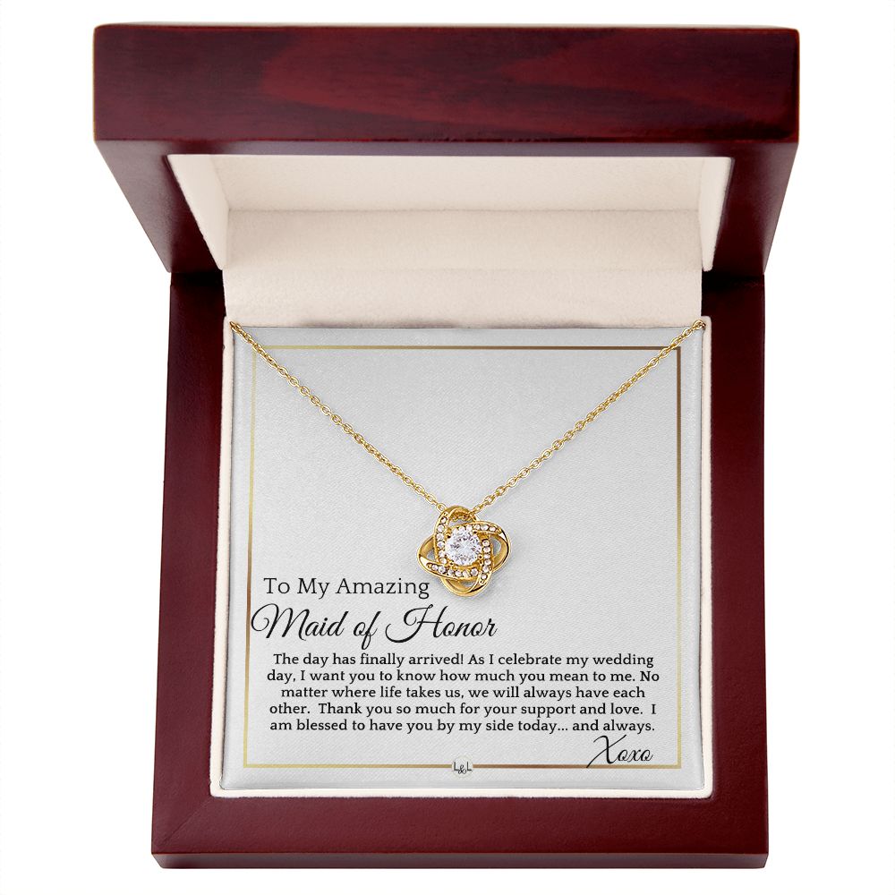 Maid of Honor Gift - On My Wedding Day - Wedding Party Thank You Gift - Elegant White and Gold Wedding Theme - Liliana and Liam