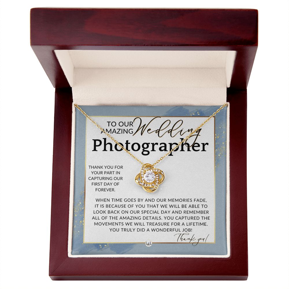 Wedding Photographer Gift - Thank You From The Couple - Gratitude Gift, Token of Appreciation , Dusty Blue And Gold Wedding Theme - Liliana and Liam
