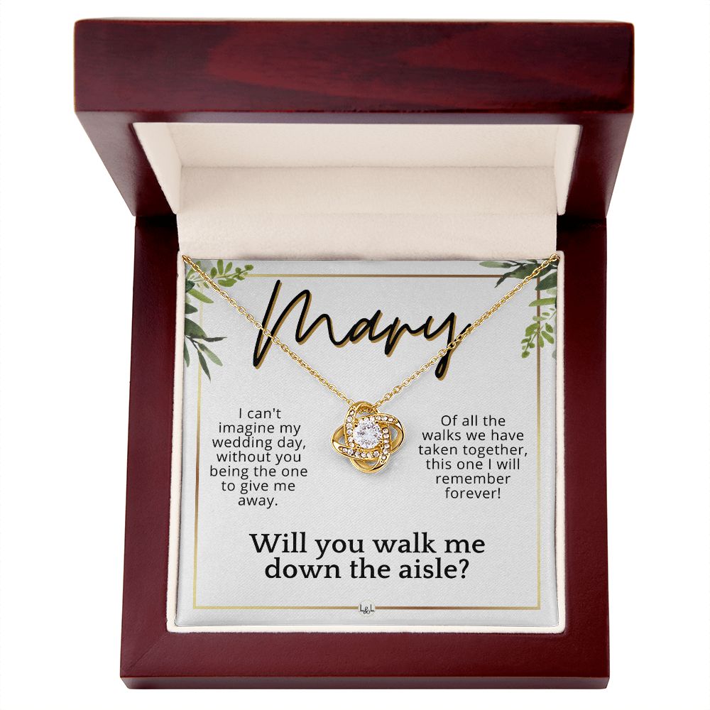 Will You Walk Me Down The Aisle - Custom Name Wedding Day Give Me Away Proposal From The Bride , White and Green, Eucalyptus Wedding