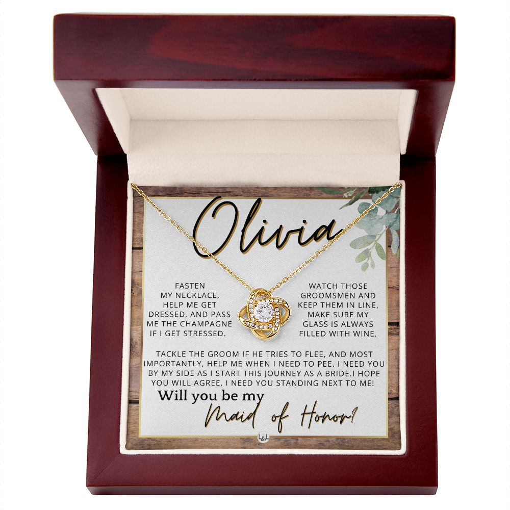 Maid of Honor Proposal, Custom Name - Be My Maid Of Honor, MOH Gift From Bride, I Need YOU , Rustic and Wood Wedding Theme