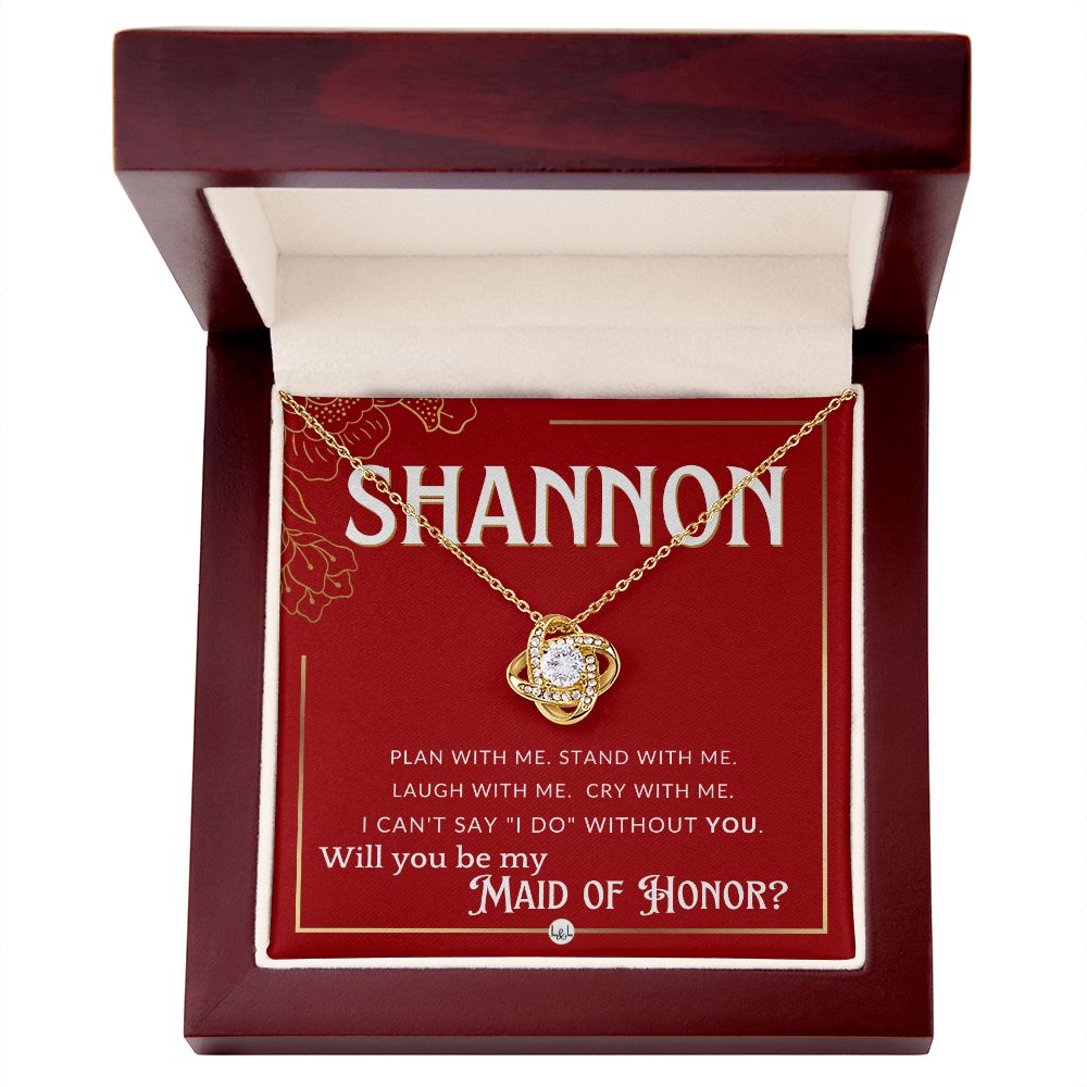 Maid of Honor Proposal, Custom Name - Be My Maid Of Honor, MOH Gift From Bride - Plan With Me Necklace - Red and Gold Wedding Theme