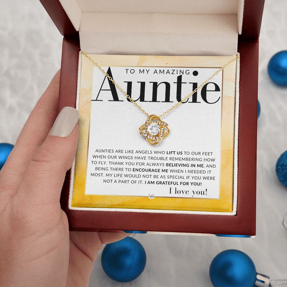 Gift For Auntie - Present for Auntie From Niece or Nephew - Pendant Necklace - Great For Christmas, Her Birthday, Or As An Encouragement Gift - Liliana and Liam
