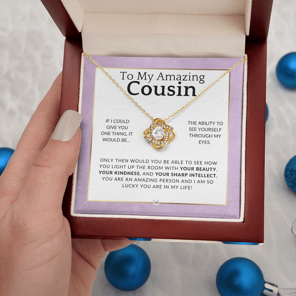 Gift For My Female Cousin - I Am Lucky - Pendant Necklace Present For Girl Cousin - Great For Christmas, Her Birthday, Or As An Encouragement Gift - Liliana and Liam