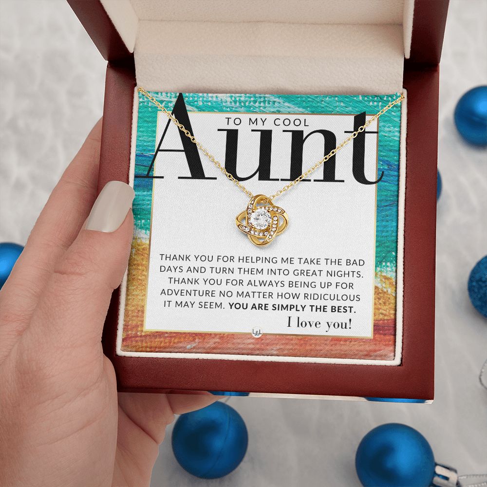 Gift For Cool Aunt - Present for Aunt From Niece or Nephew - Pendant Necklace - Great For Christmas, Her Birthday, Or Encouragement Gift