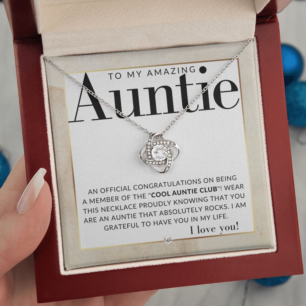 Funny Gift For Auntie - Present for Auntie From Niece or Nephew - Pendant Necklace - Great For Christmas, Her Birthday, Or As An Encouragement Gift