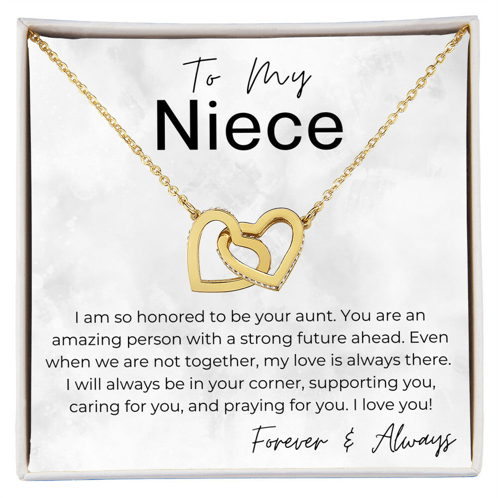 I will Always Be in Your Corner - A Gift for Niece from Aunt - Interlocking Heart Pendant Necklace