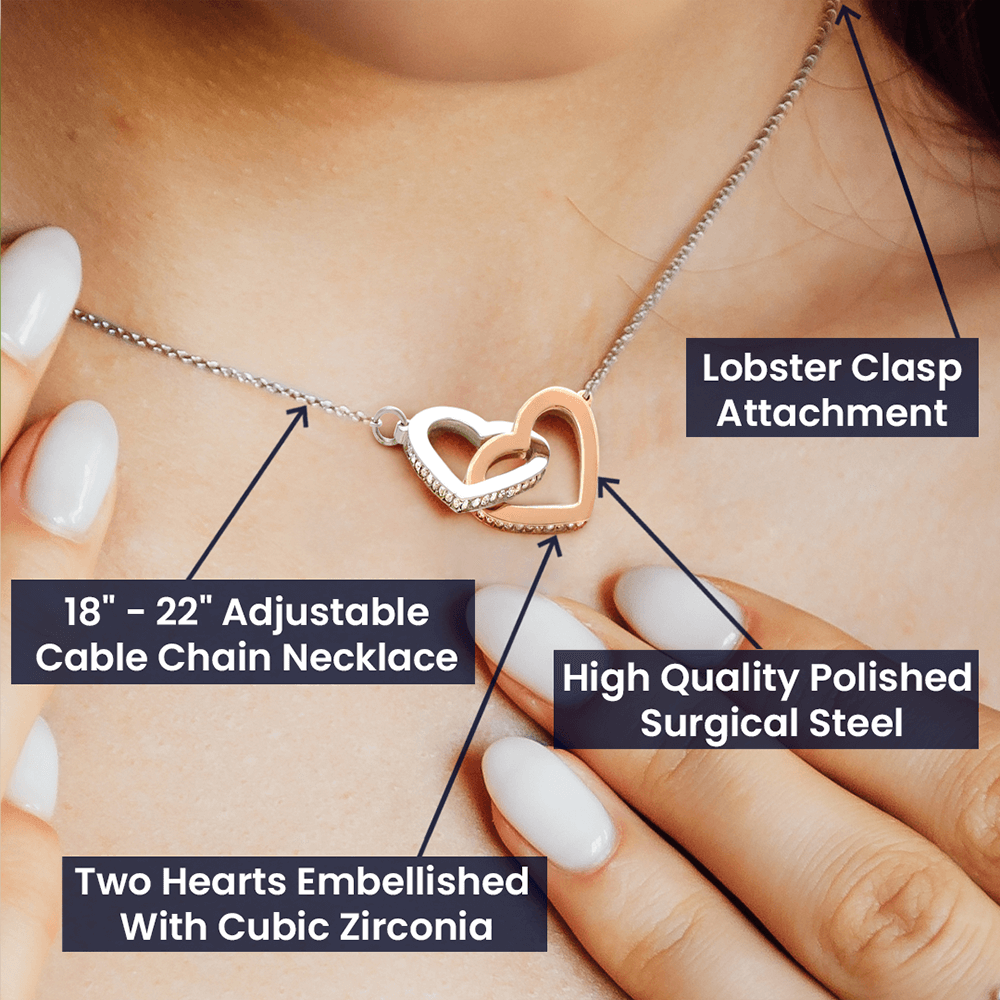 Family is Not Always Blood - Gift for Bonus Sister - Interlocking Heart Pendant Necklace