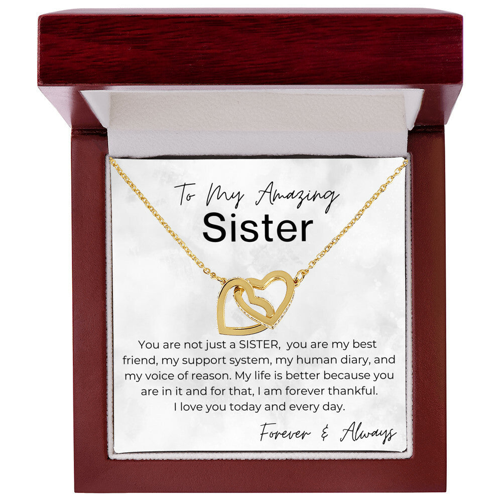 More than JUST a Sister - Gift for Sister - Interlocking Heart Pendant Necklace