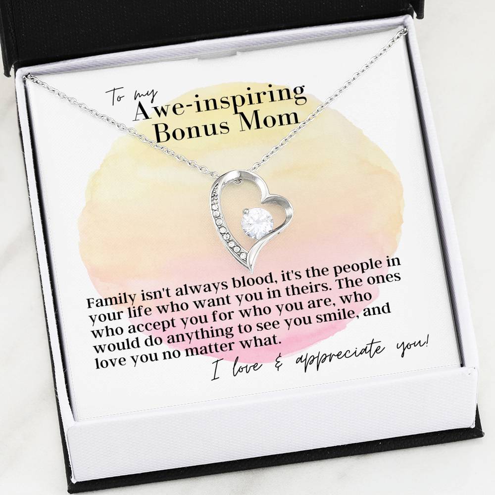 To My Awe-Inspiring Bonus Mom - Forever Love - Pendant Necklace