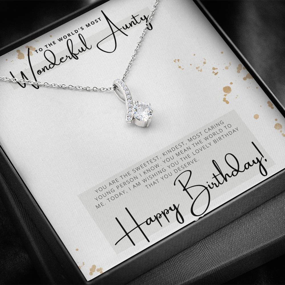 To the Worlds Most Wonderful Aunty - Happy Birthday - Birthday Gift For Aunt - Pendant Necklace