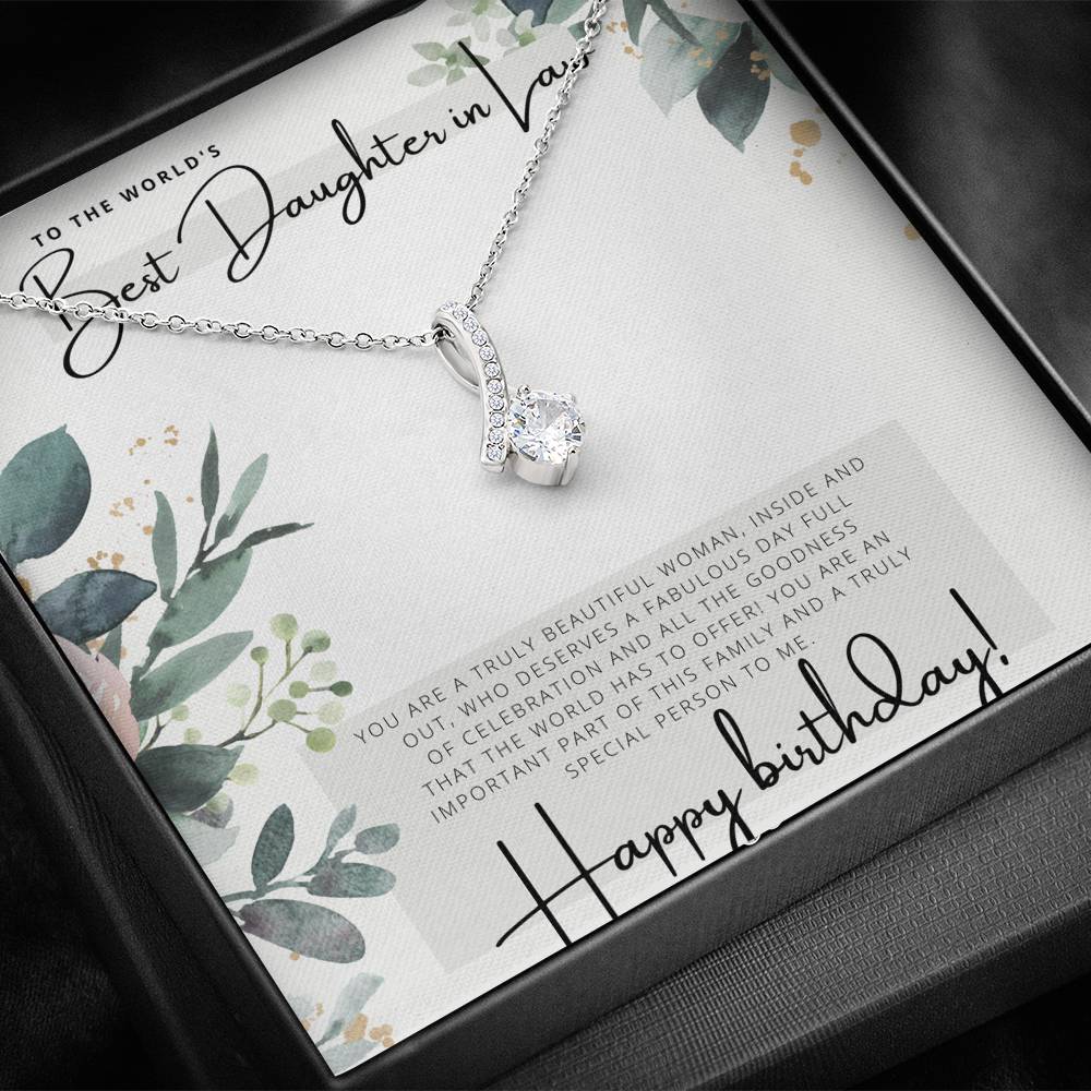 To the Worlds Best Daughter in Law- Happy Birthday - Birthday Gift - Pendant Necklace