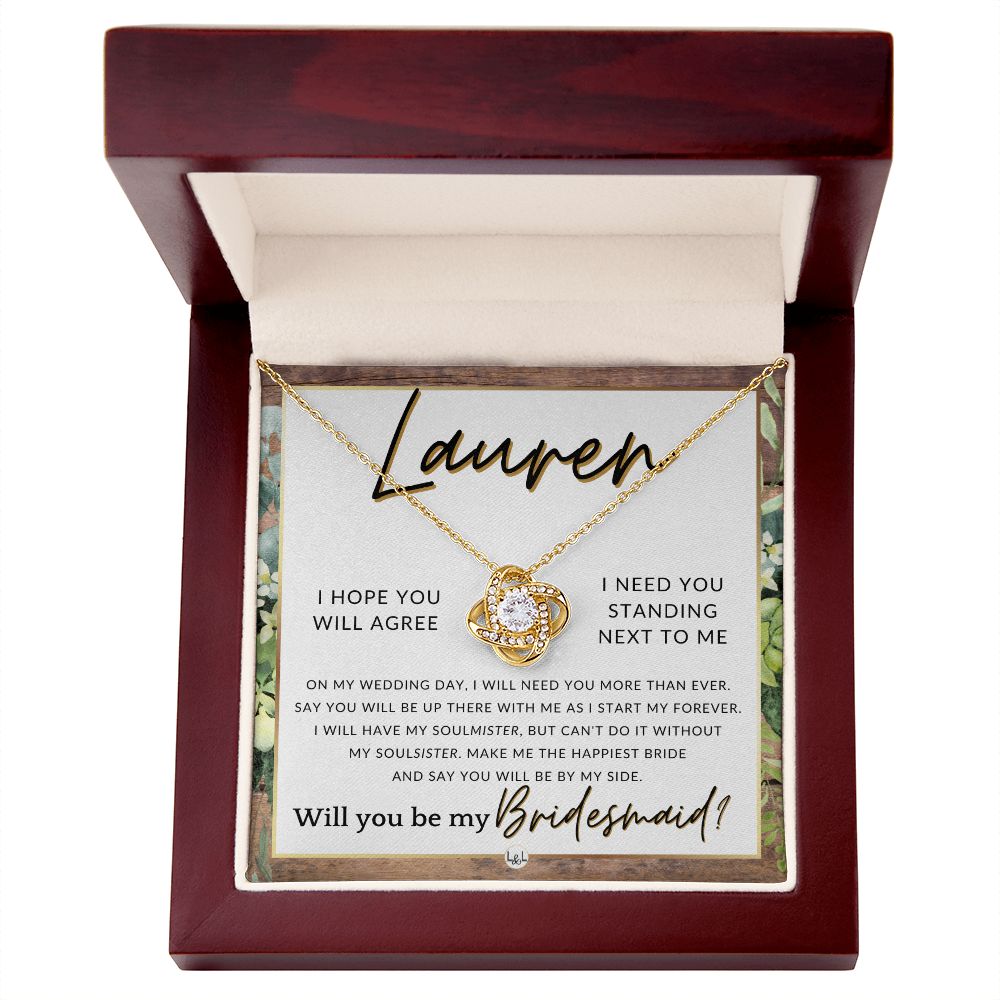 Bridesmaid Proposal, Custom Name- Wedding Party Jewelry Accessories From Bride - Be By My Side , Rustic and Wood Wedding Theme - Jewelry - Personalized Gift