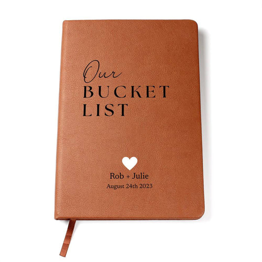 Personalized Leather Journal - Our Bucket List - Custom Leather Notebook For The One You Love - Wedding or Anniversary Gift - Love Letters, Memory Book