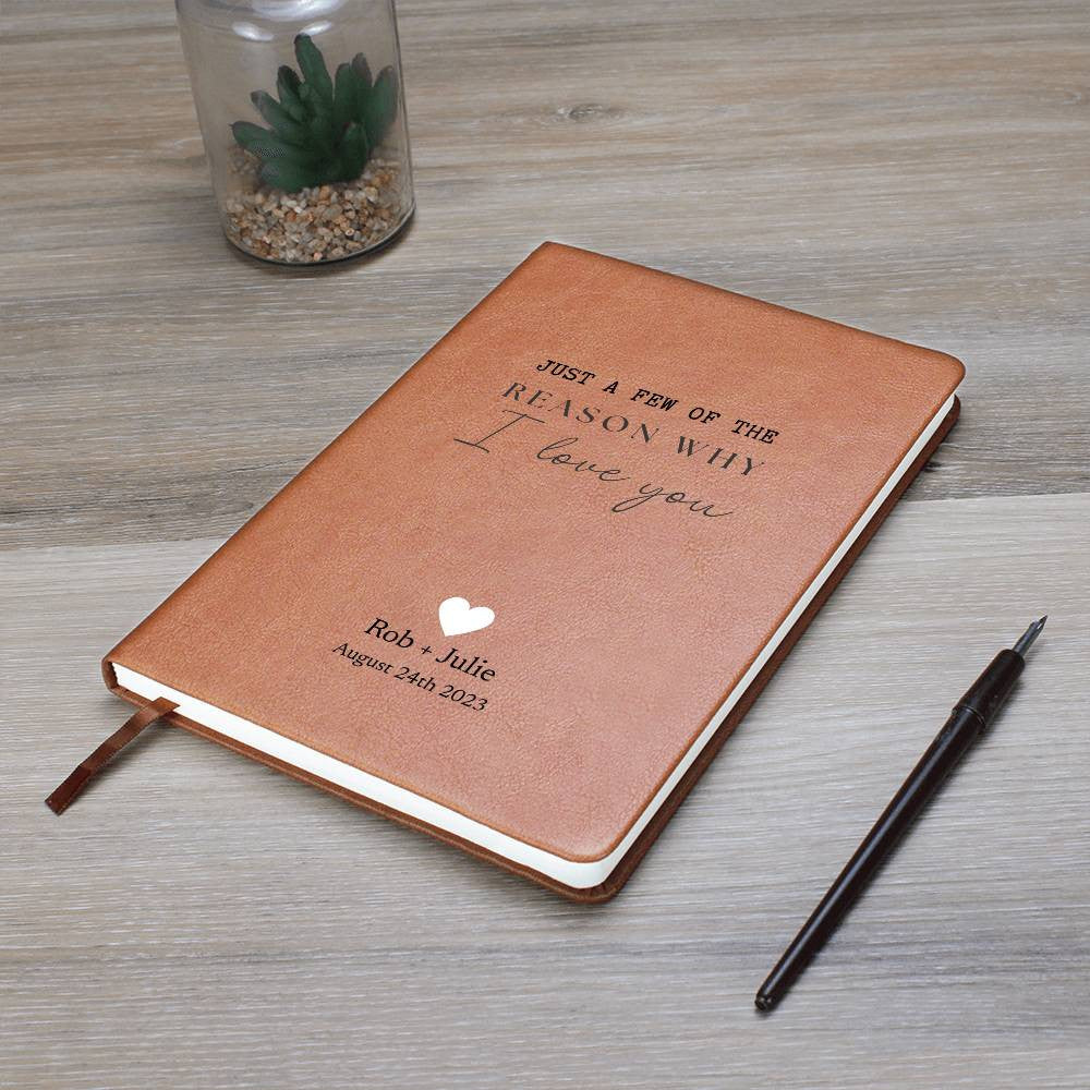 Personalized Leather Journal - Reasons Why - Custom Leather Notebook For The One You Love - Wedding or Anniversary Gift - Love Letters, Memory Book