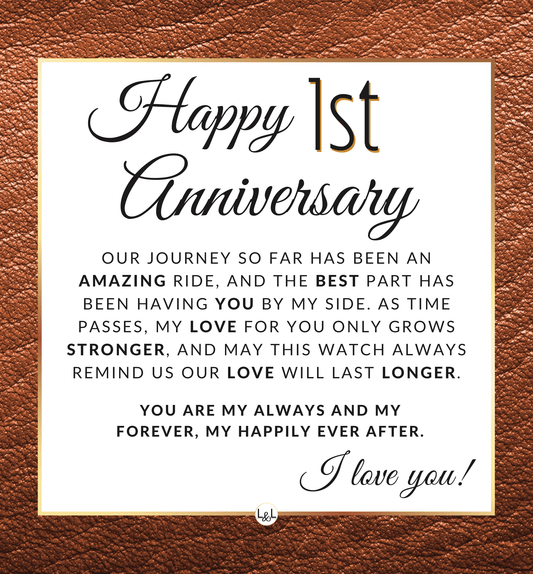 1 Year Anniversary Gift - Men's Engraved Watch Set - Perfect Husband Gift From Loving Wife