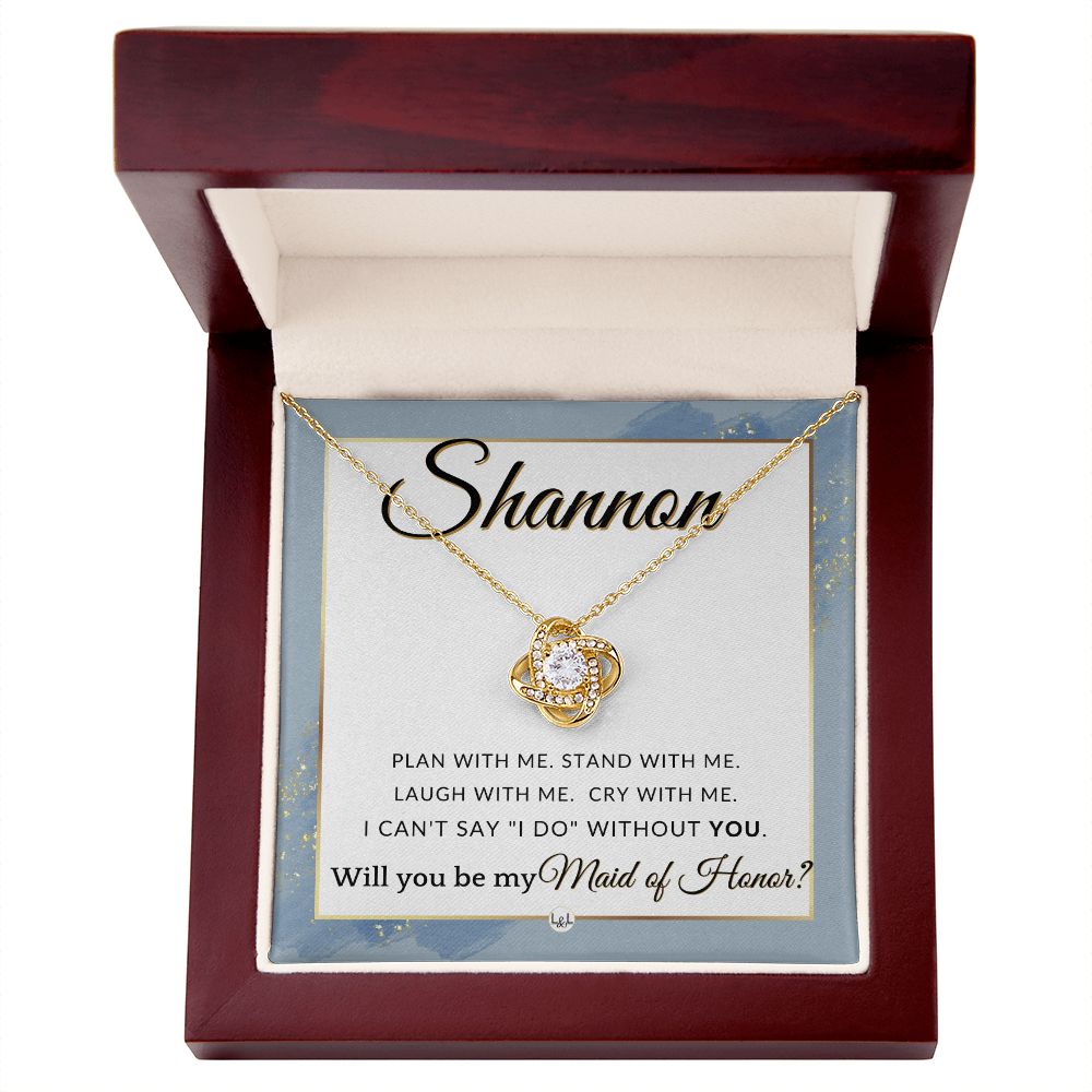 Maid of Honor Proposal, Custom Name - Be My Maid Of Honor, MOH Gift From Bride - Plan With Me , Dusty Blue And Gold Wedding Theme - Jewelry - Personalized Gift
