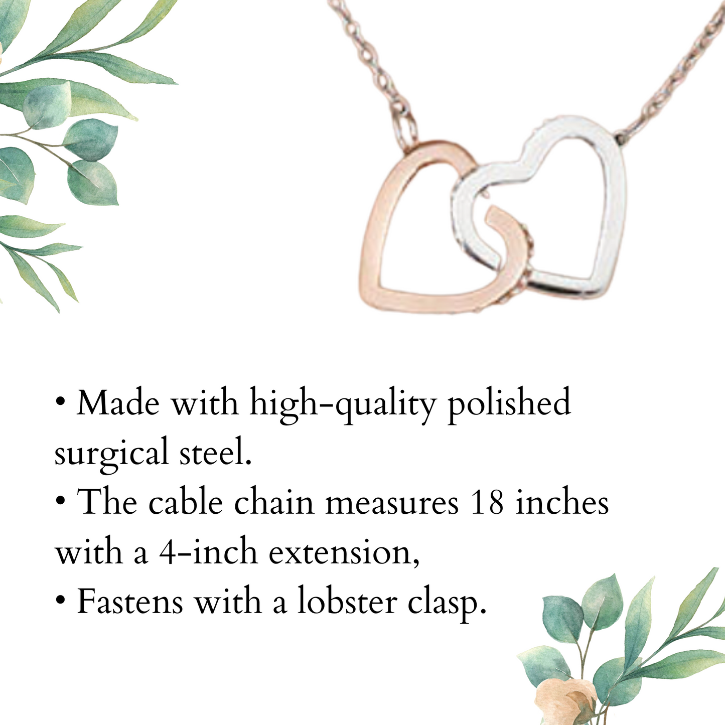 To The Perfect Hand Picked Daughter - Interlocking Hearts - Pendant Necklace