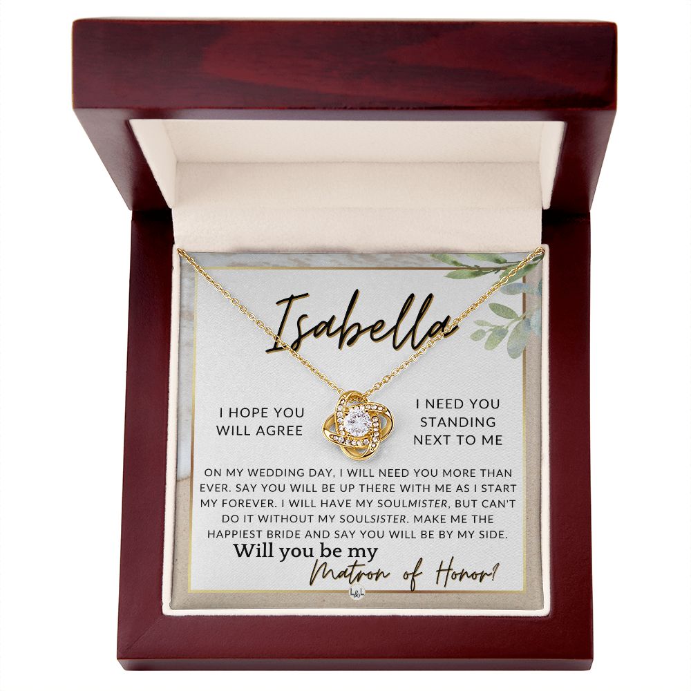 Matron of Honor Proposal Gift, Custom Name, Be My MOH Gift From Bride, By My Side Wedding Party , Beach and Destination Wedding Theme - Jewelry - Personalized Gift