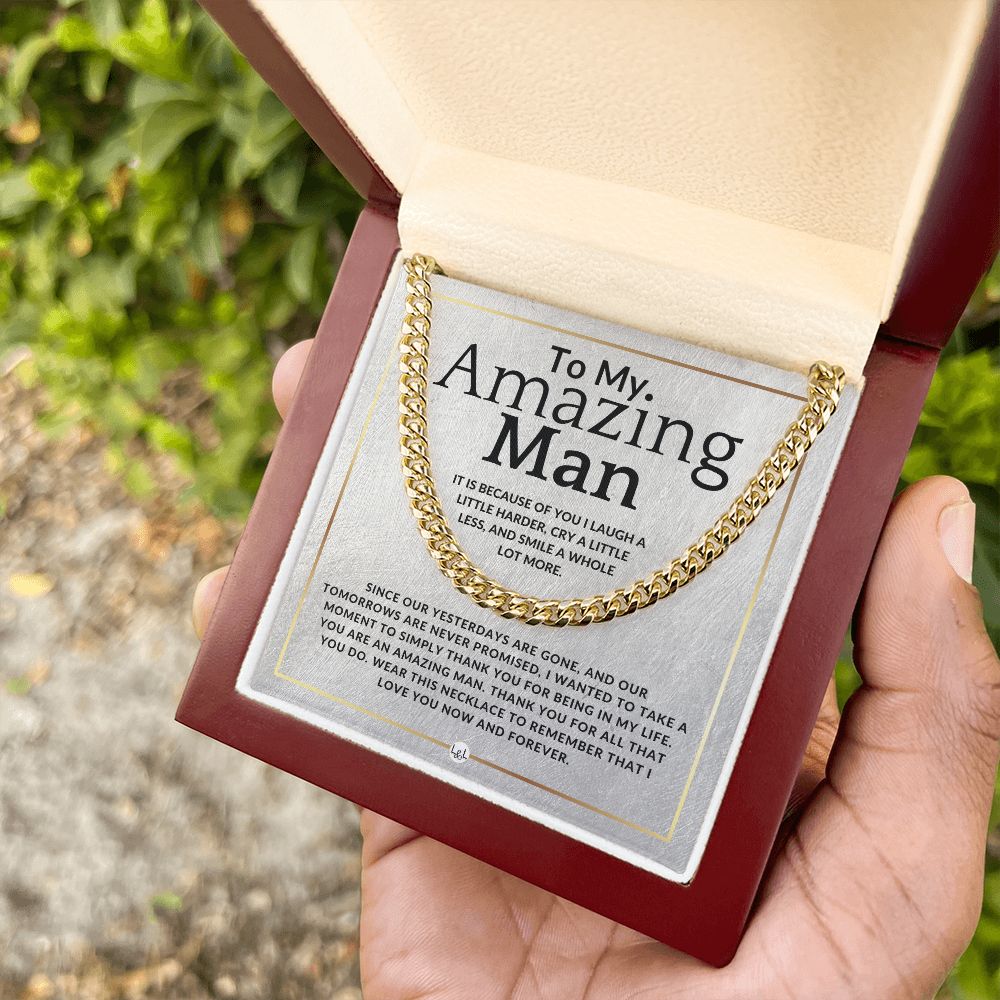 To My Man - Because Of You - Meaningful Gift Ideas For Him - Romantic and Thoughtful Christmas, Valentine's Day Birthday, or Anniversary Present - Jewelry - Personalized Gift