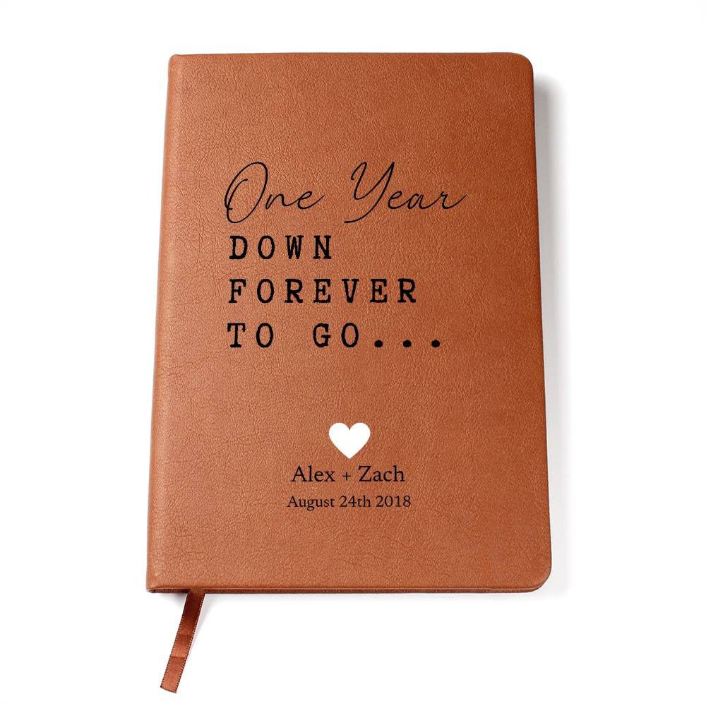 Personalized Leather Journal - One Year Down - Love Letters, Memory Book