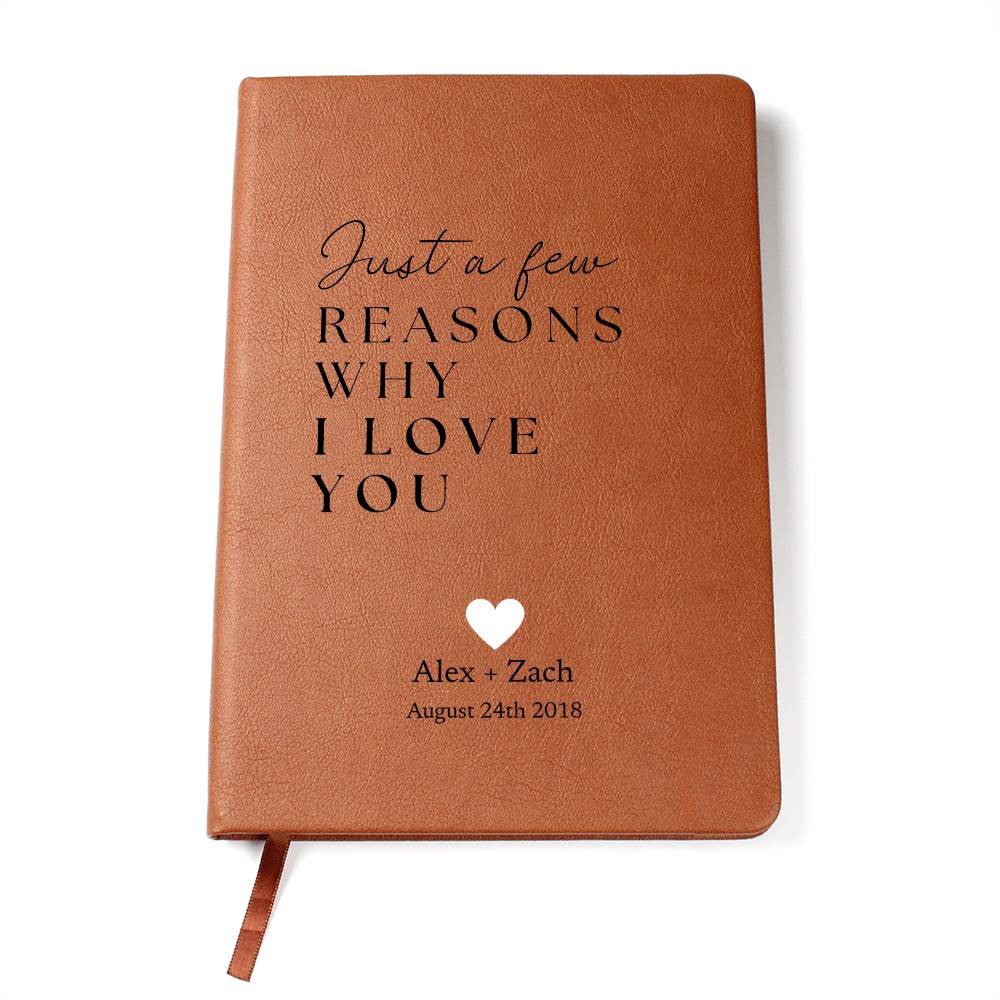 Just A Few Reasons - Custom Leather Journal - Love Notebook - Liliana and Liam
