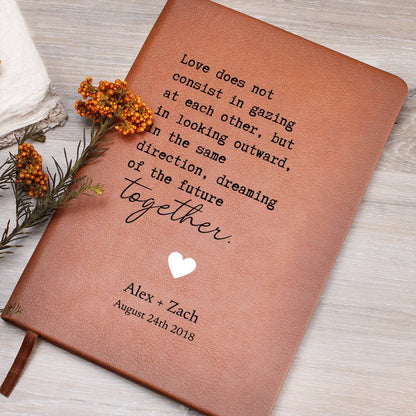 Personalized Leather Journal - Looking Outward Together - Custom Leather Notebook For The One You Love - Wedding or Anniversary Gift - Love Letters, Memory Book