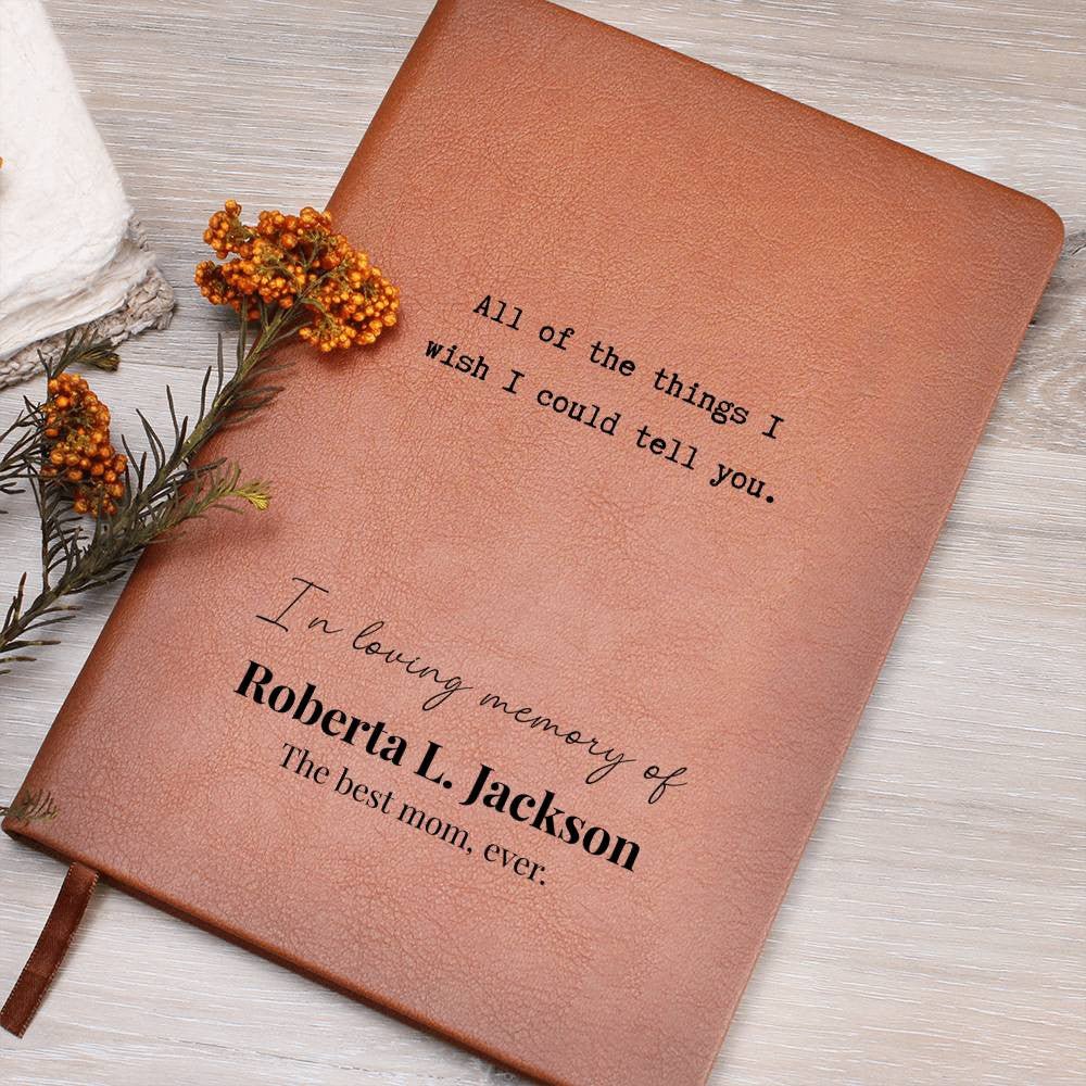 All Of The Things - Custom Leather Journal - Remembrance Notebook - Liliana and Liam